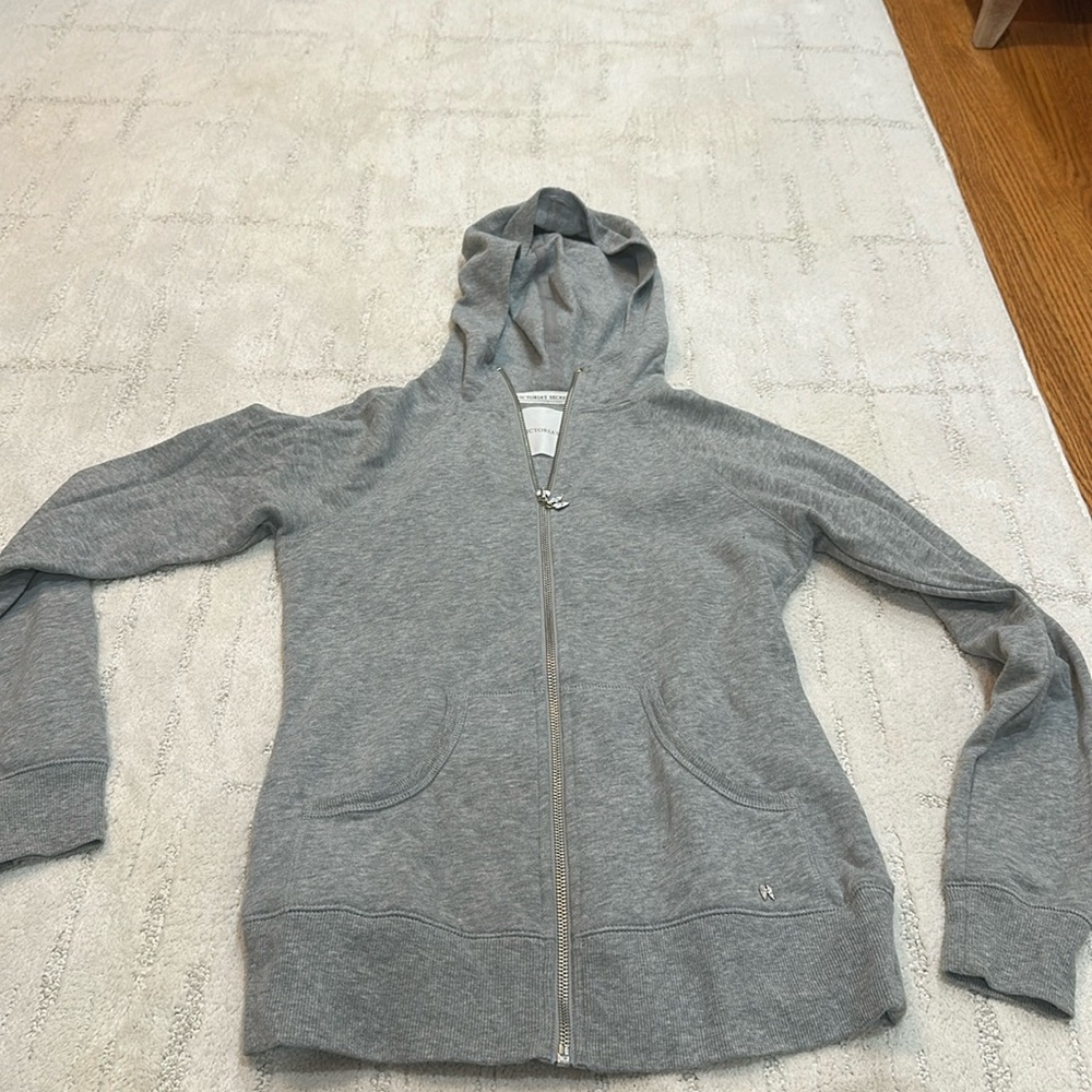 Victoria’s Secret pink light, gray zip up hoodie in extra small